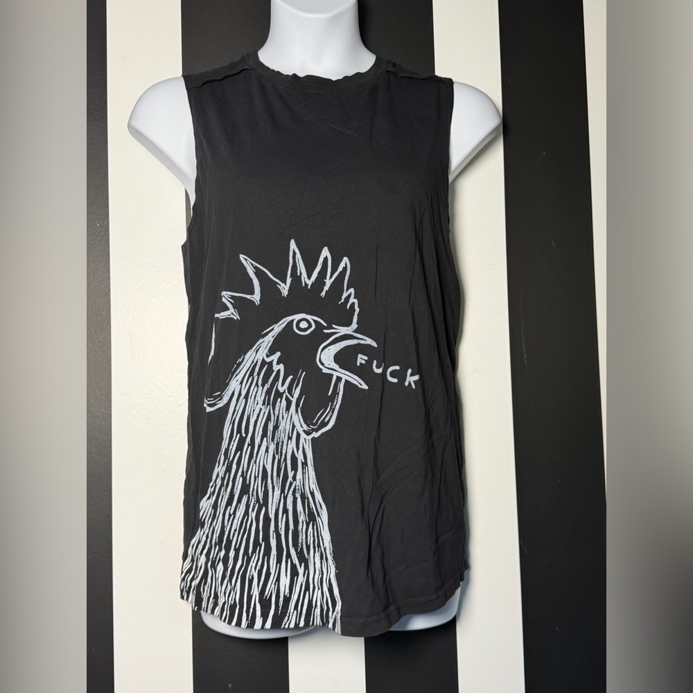 Unisex Bad Chicken Print T-shirt Graphic Muscle Tee - SZ XL